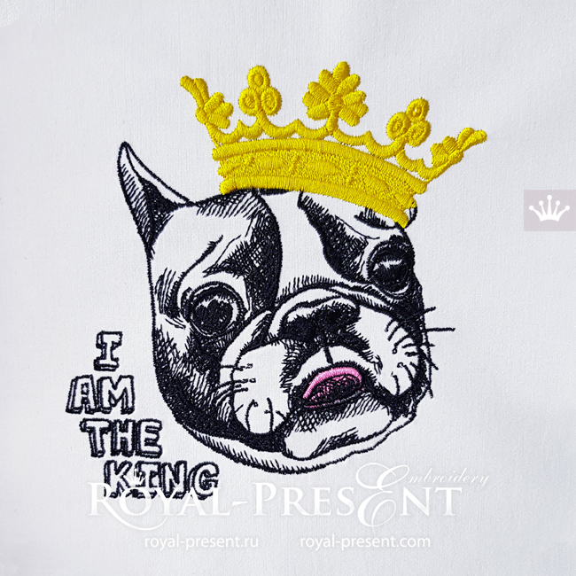 French bulldog King Machine Embroidery Design - 4 sizes