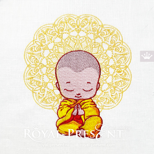 Cute meditating Buddha Machine Embroidery Design - 2 sizes