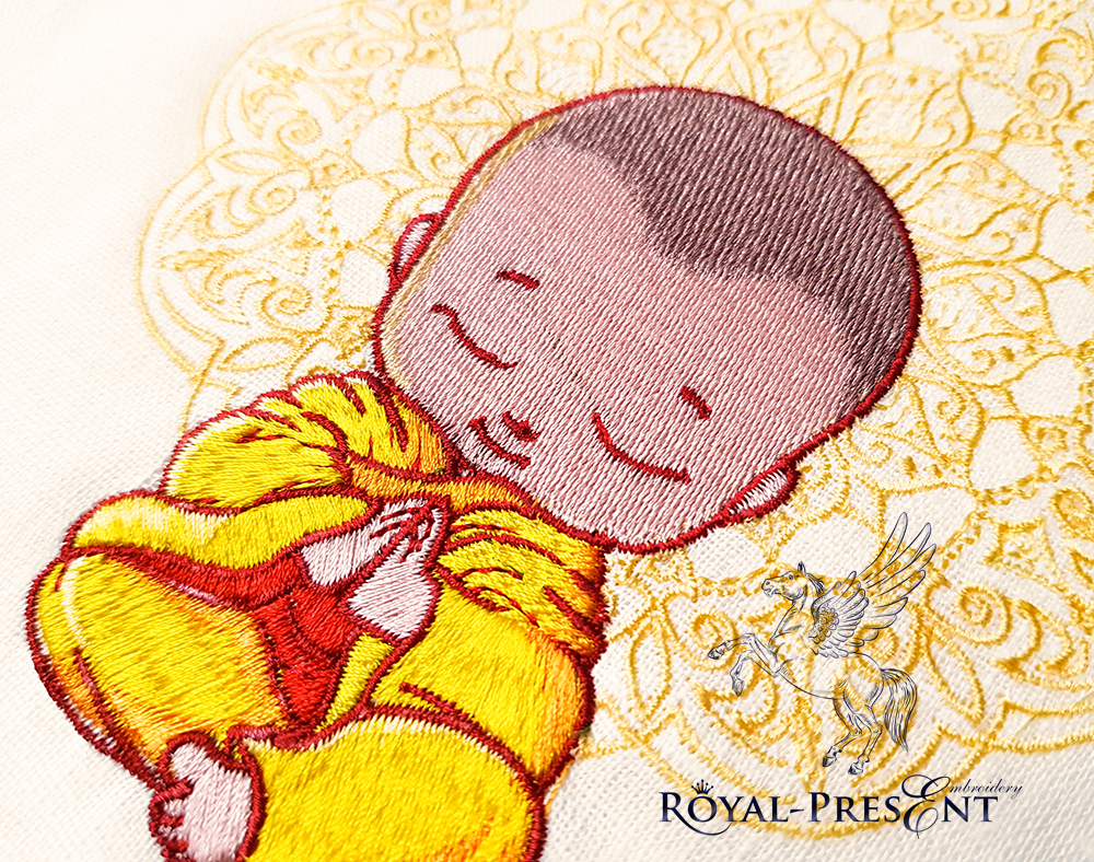 Cute meditating Buddha Machine Embroidery Design - 2 sizes