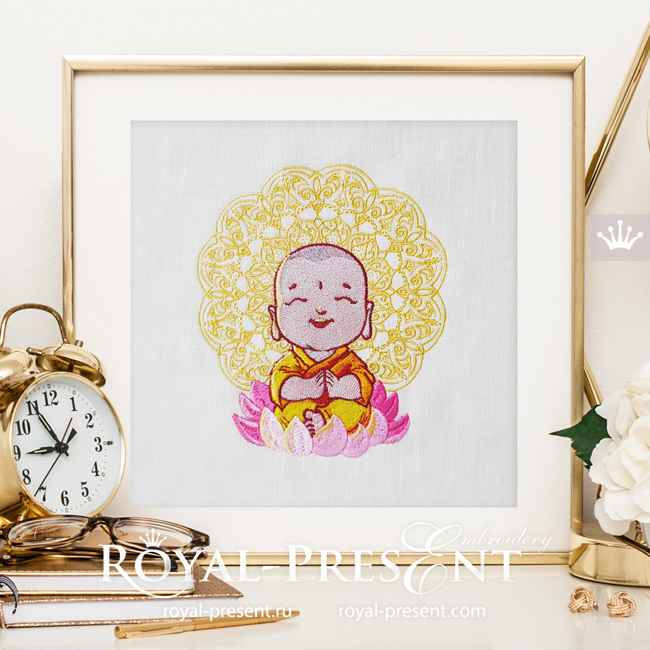 Cute Smiling Buddha Machine Embroidery Design - 2 sizes RPE-1894