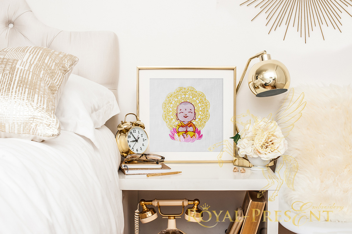 Cute Smiling Buddha Machine Embroidery Design - 2 sizes