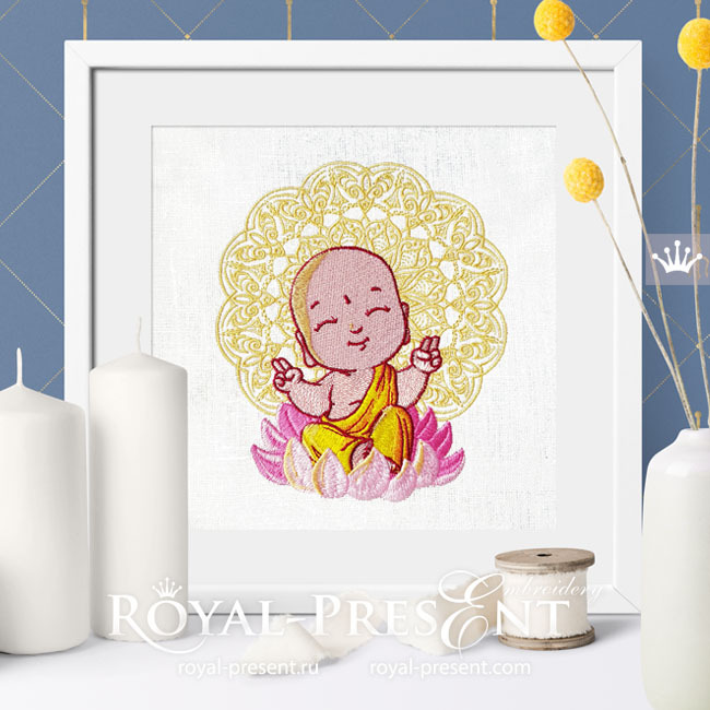 Cute Buddha Machine Embroidery Design - 2 sizes RPE-1895