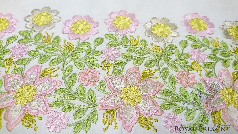 Machine Embroidery Design Elegant Floral border