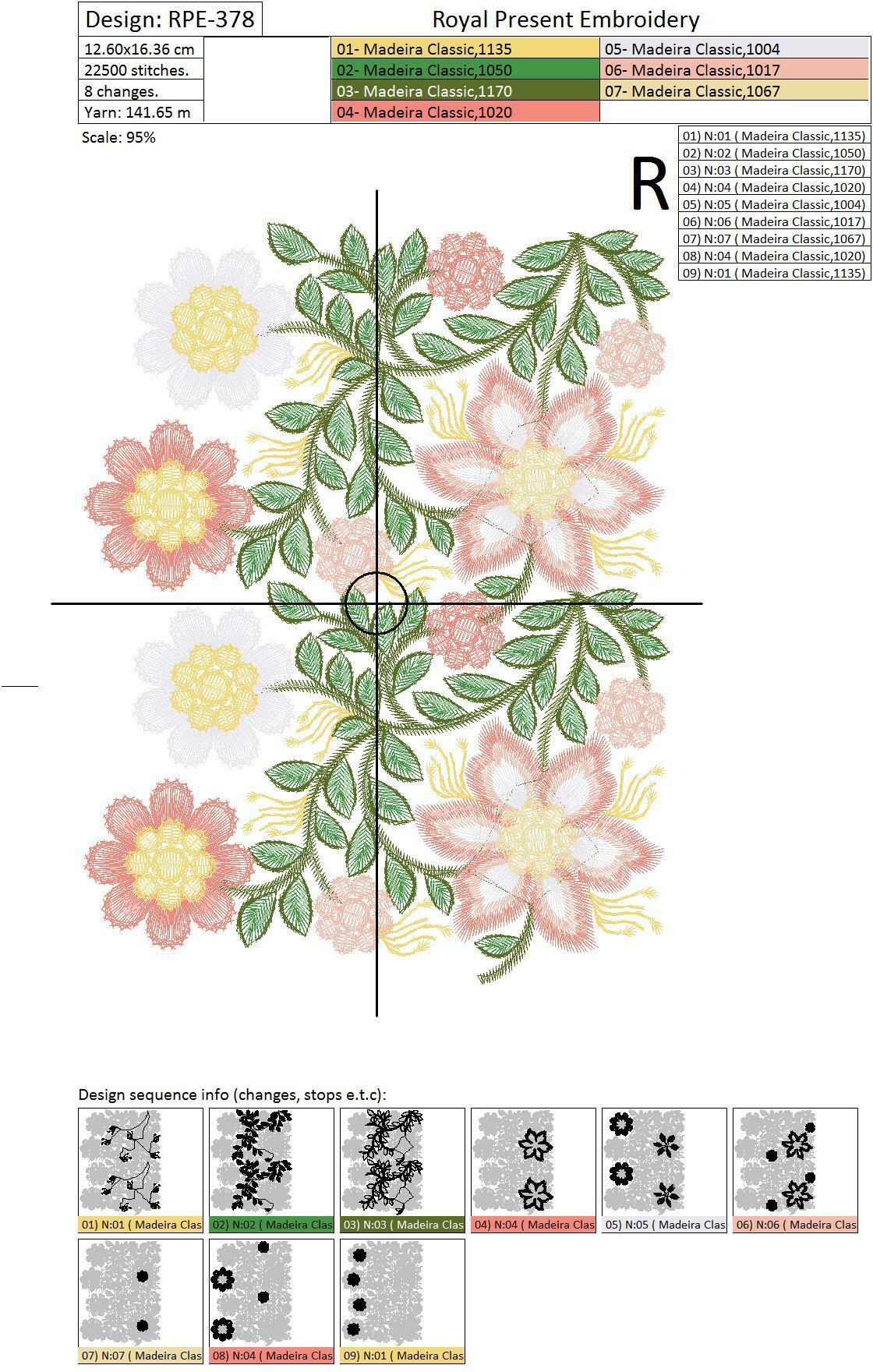 Machine Embroidery Design Elegant Floral border