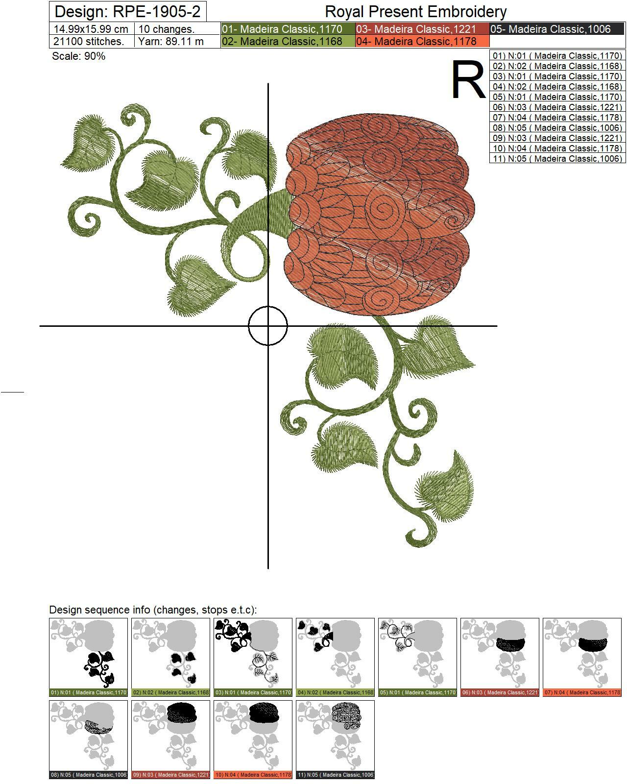 Pumpkin Corner with linear ornament Embroidery Design - 2 sizes