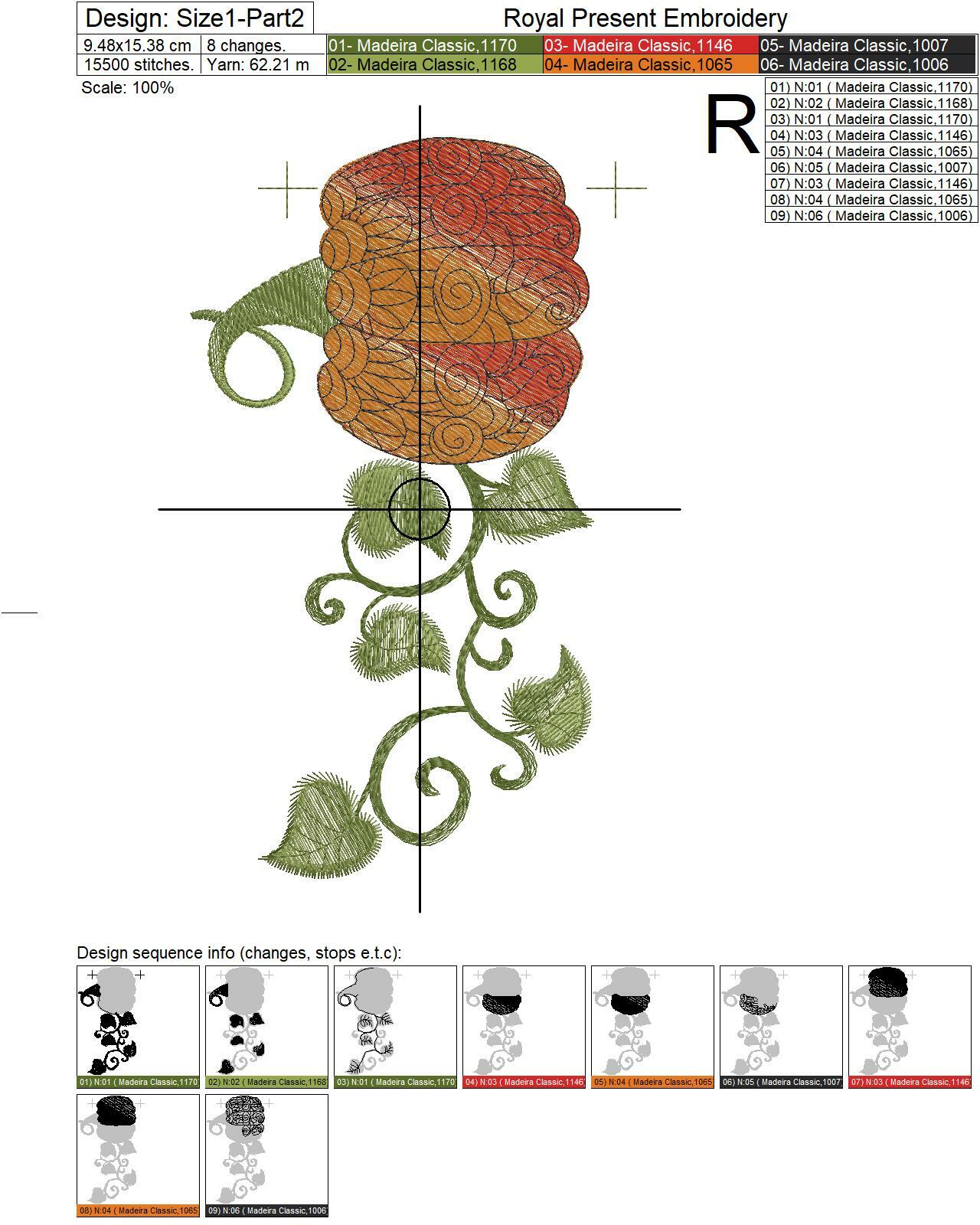 Border Pumpkin with ornament Digital Embroidery Design - 5 sizes