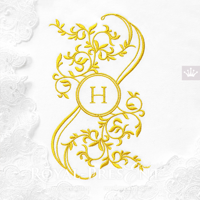 Foliar Monogram Frame machine embroidery design - 5 sizes RPE-1915