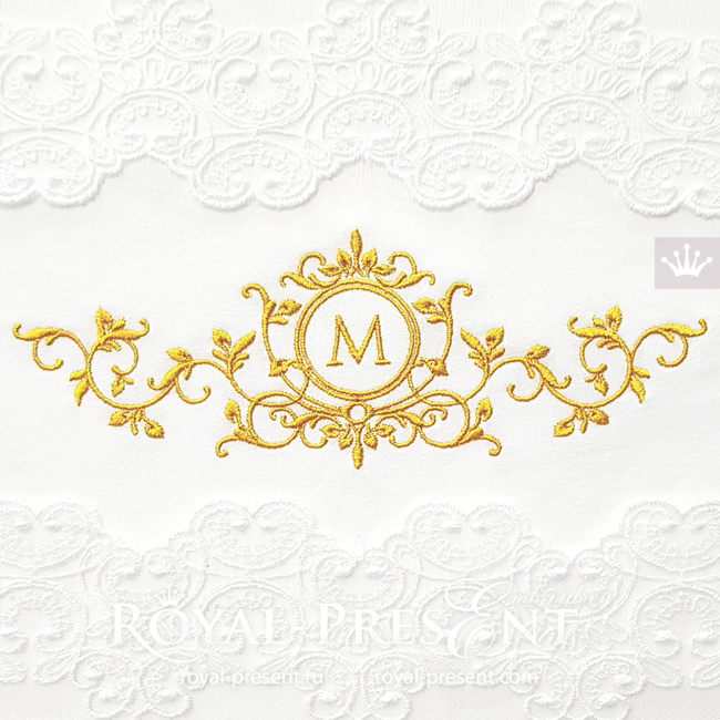 Graceful Monogram Blank digital embroidery design - 4 sizes RPE-1911