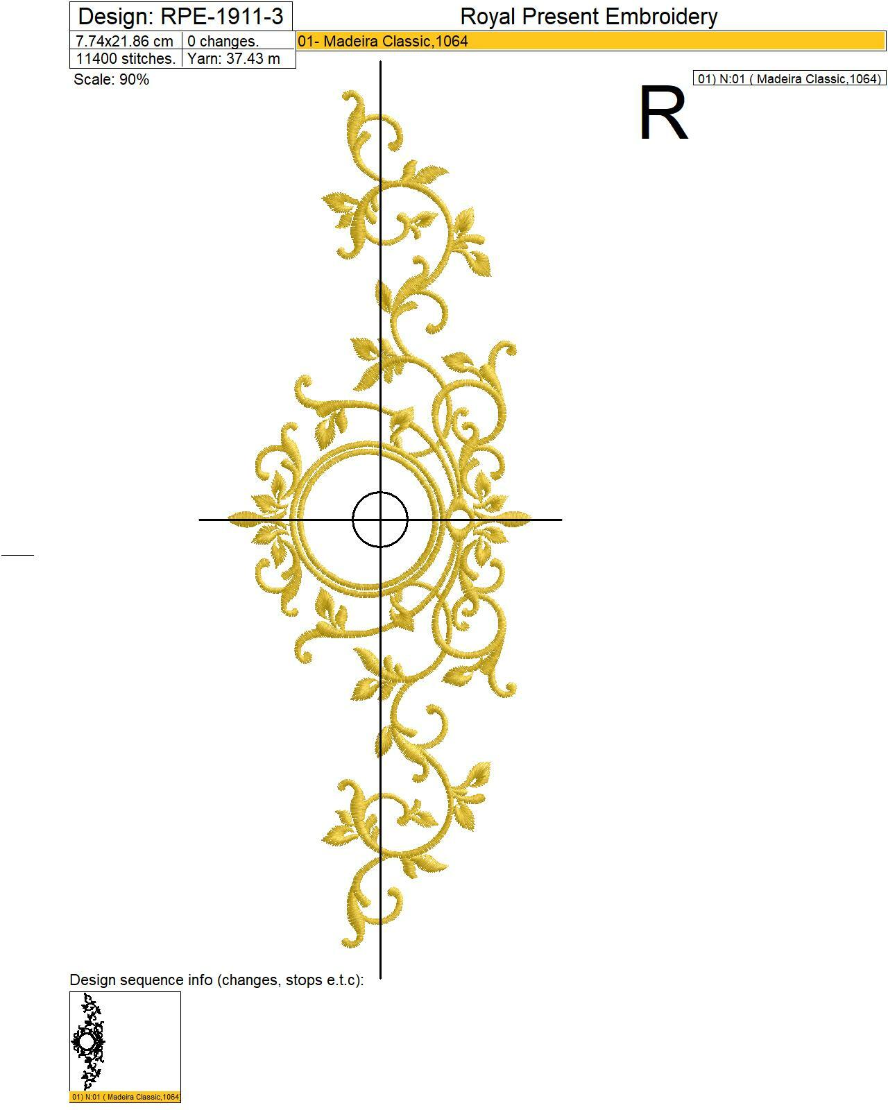 Graceful Monogram Blank digital embroidery design - 4 sizes