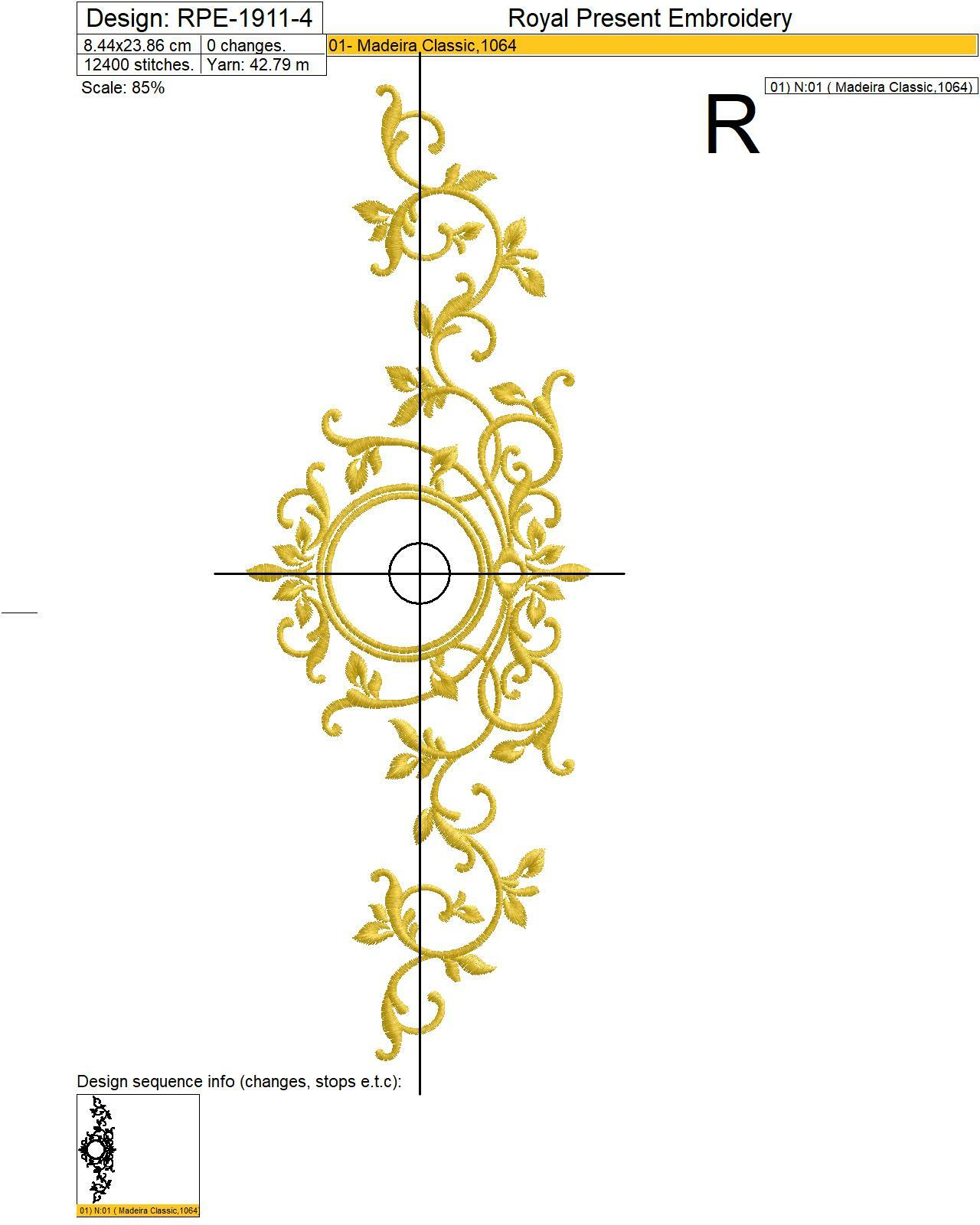 Graceful Monogram Blank digital embroidery design - 4 sizes