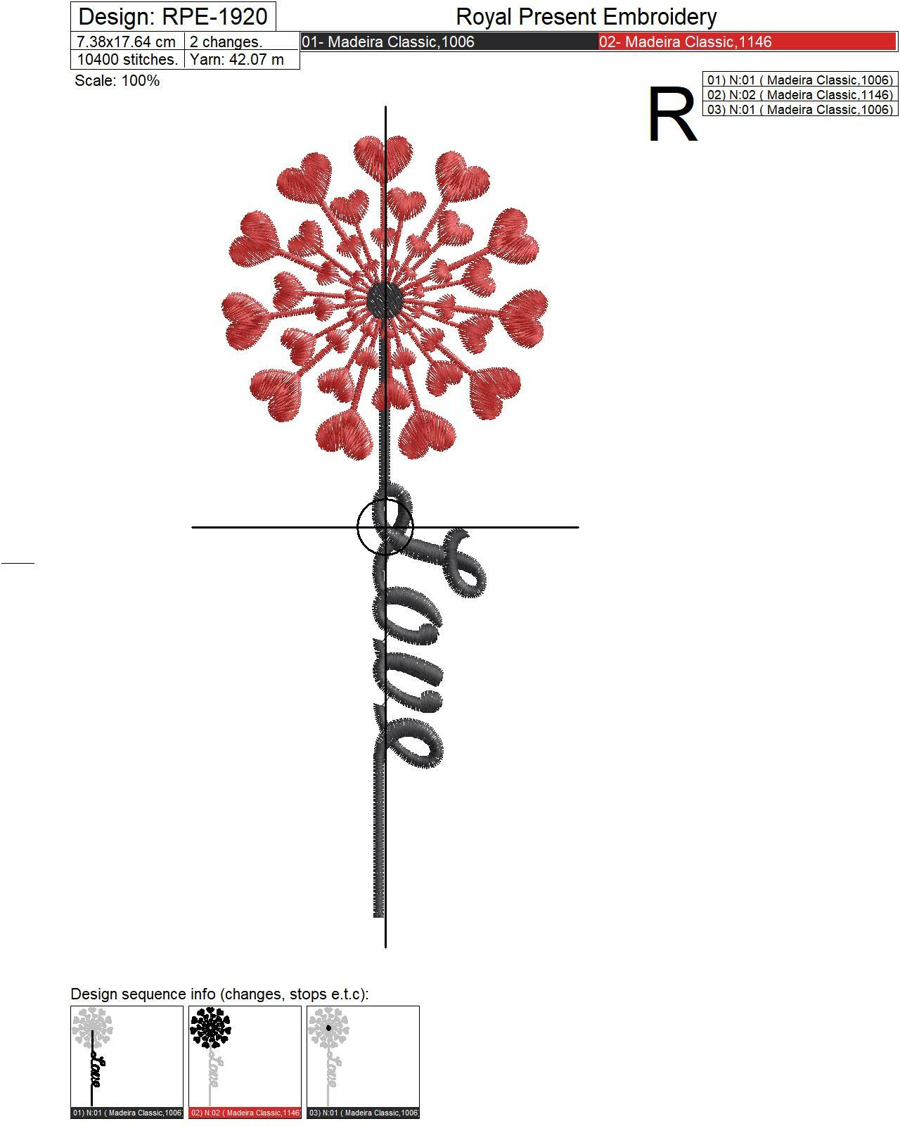 Heart Dandelion Digital Machine Embroidery Design - 5 sizes