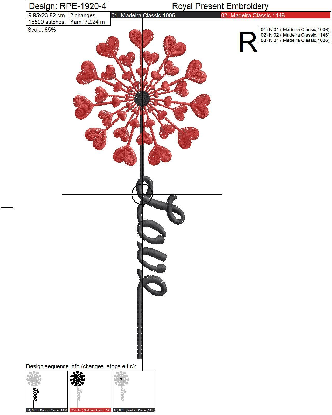 Heart Dandelion Digital Machine Embroidery Design - 5 sizes