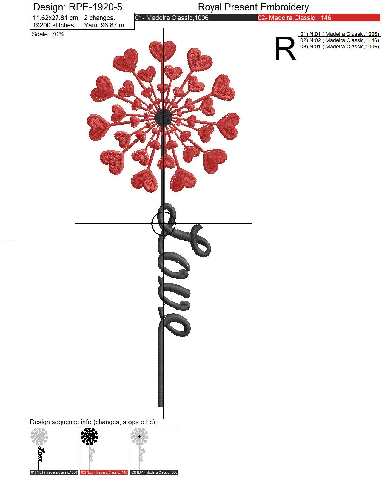 Heart Dandelion Digital Machine Embroidery Design - 5 sizes
