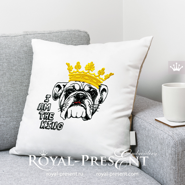 English bulldog King Machine Embroidery Design - 3 sizes RPE-1925