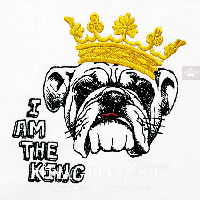 English bulldog King Machine Embroidery Design - 3 sizes