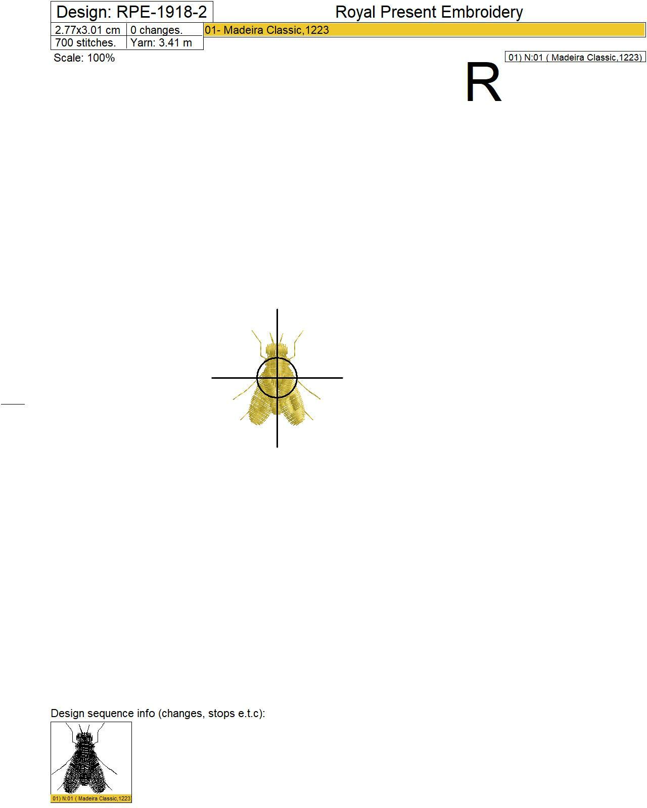 Tiny Fly Machine Embroidery Design - 2 sizes