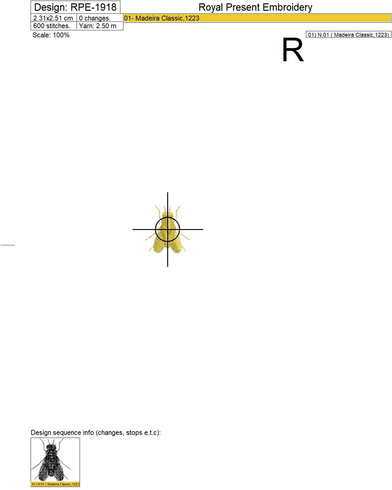 Tiny Fly Machine Embroidery Design - 2 sizes