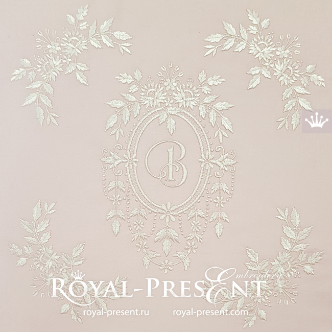 Vintage floral decorative elements digital embroidery designs