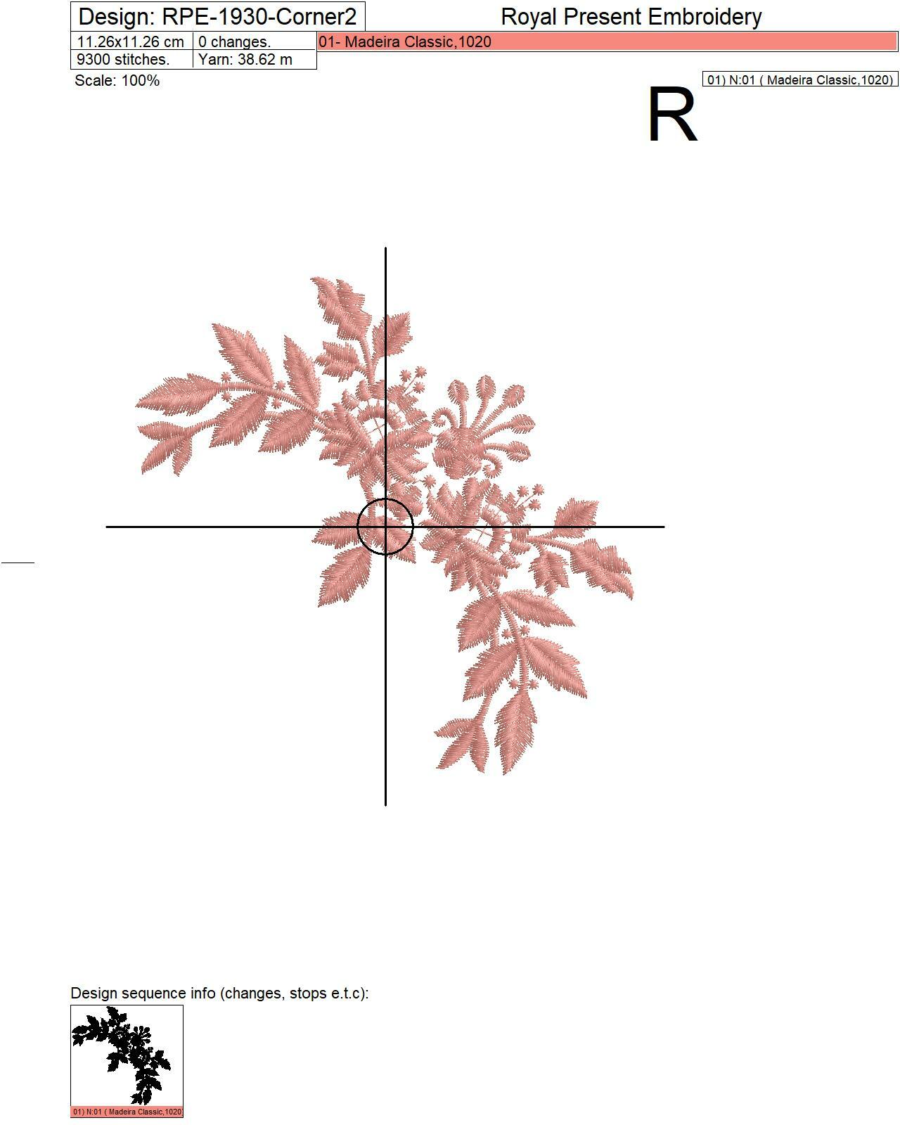 Vintage floral decorative elements digital embroidery designs