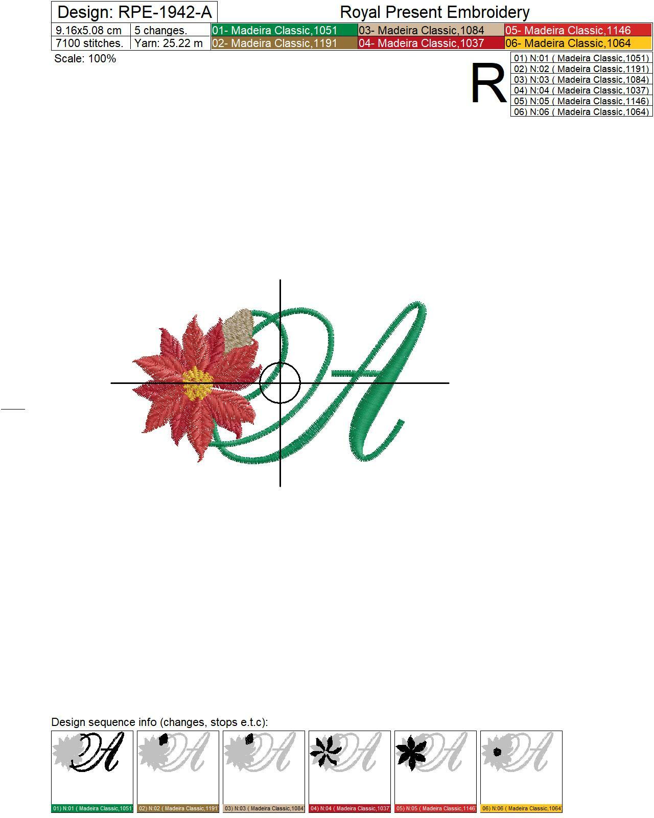 Christmas Monogram A Machine Embroidery Design