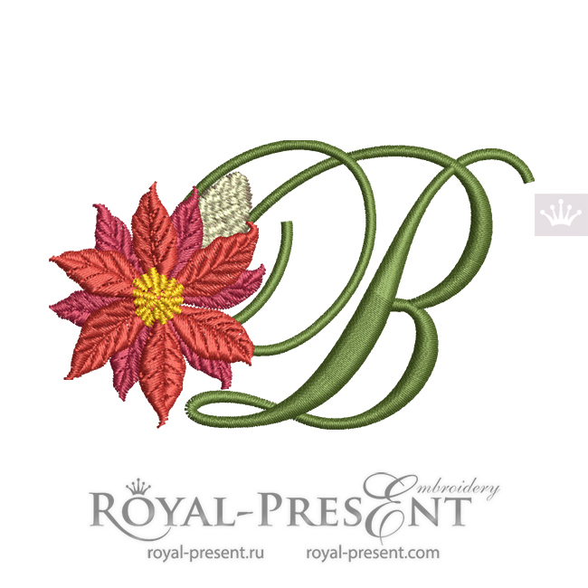 Christmas Monogram B Machine Embroidery Design RPE-1942-B