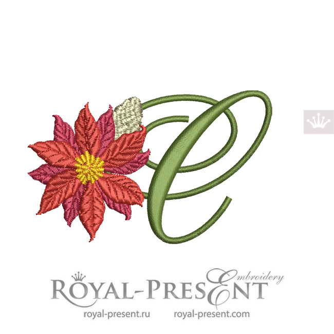 Christmas Monogram C Machine Embroidery Design RPE-1942-C