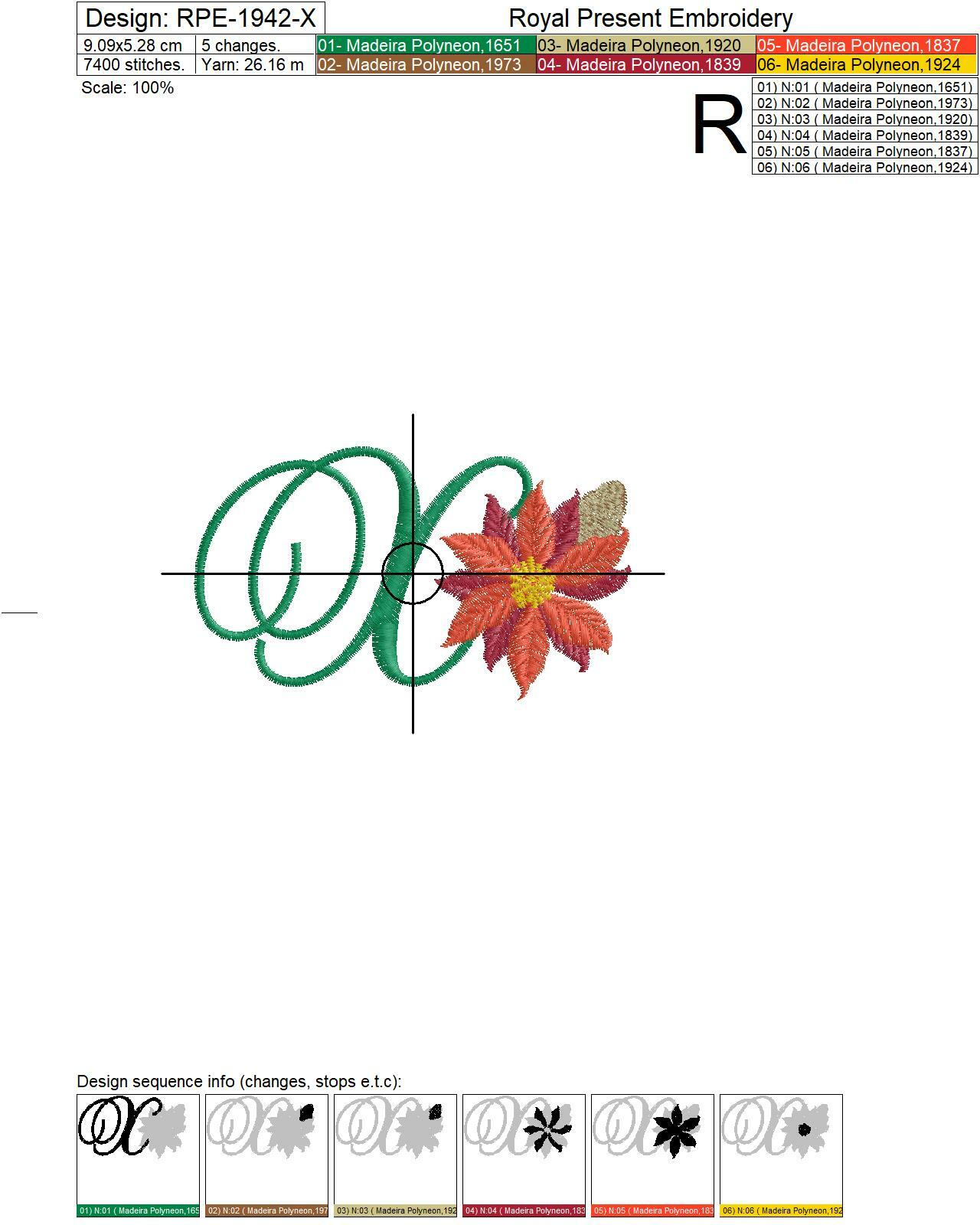Christmas Monogram X Machine Embroidery Design