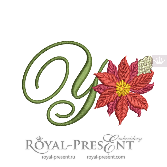 Christmas Monogram Y Machine Embroidery Design RPE-1942-Y