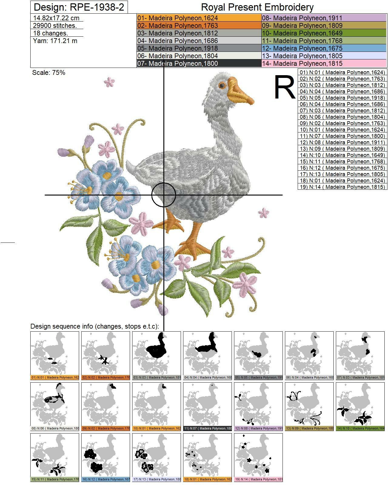 Rustic Goose Machine Embroidery Design - 3 sizes