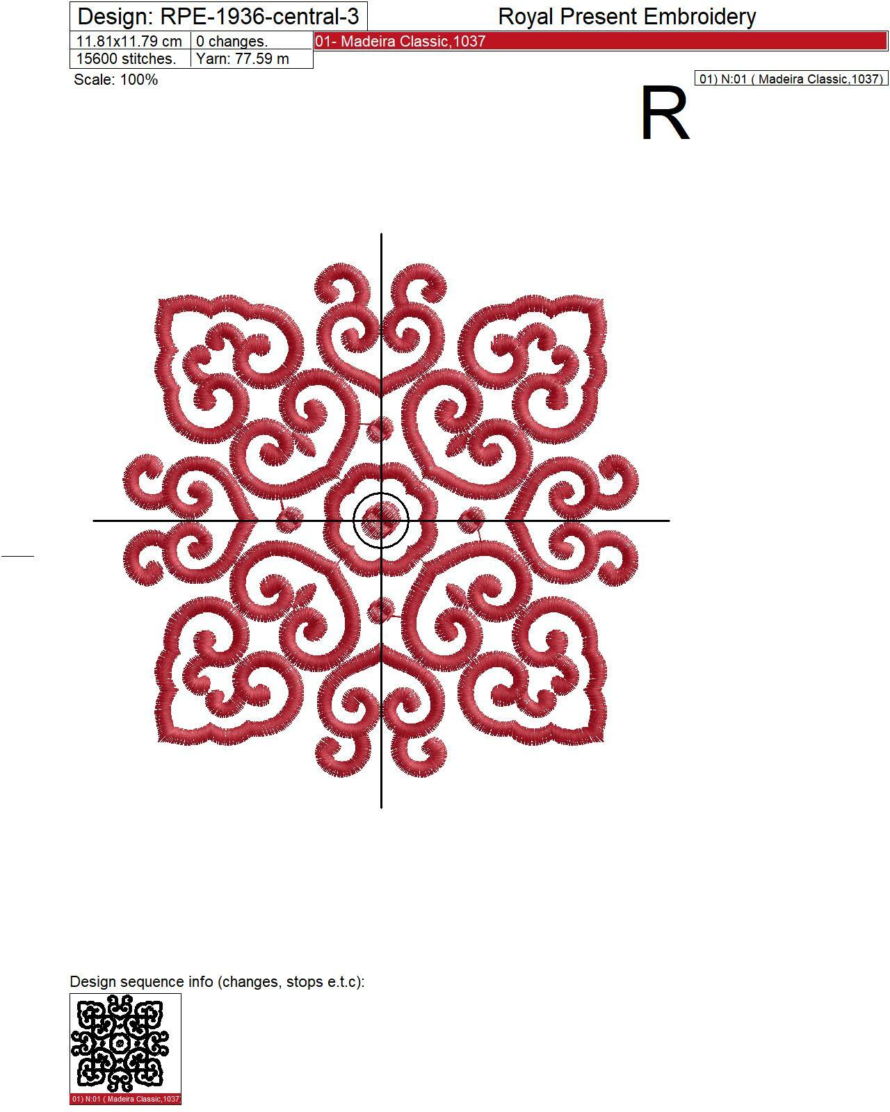 Chinese style patterns machine embroidery designs - 3 sizes