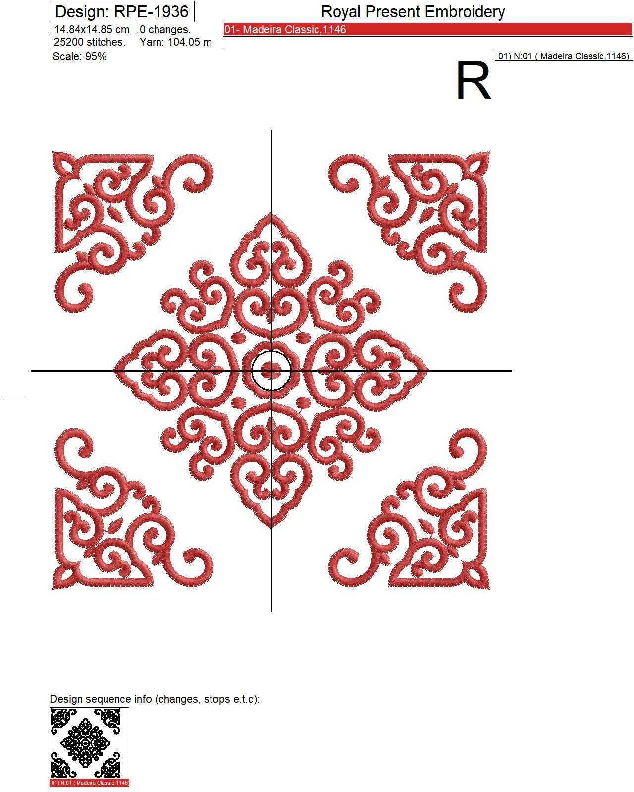 Chinese style patterns machine embroidery designs - 3 sizes