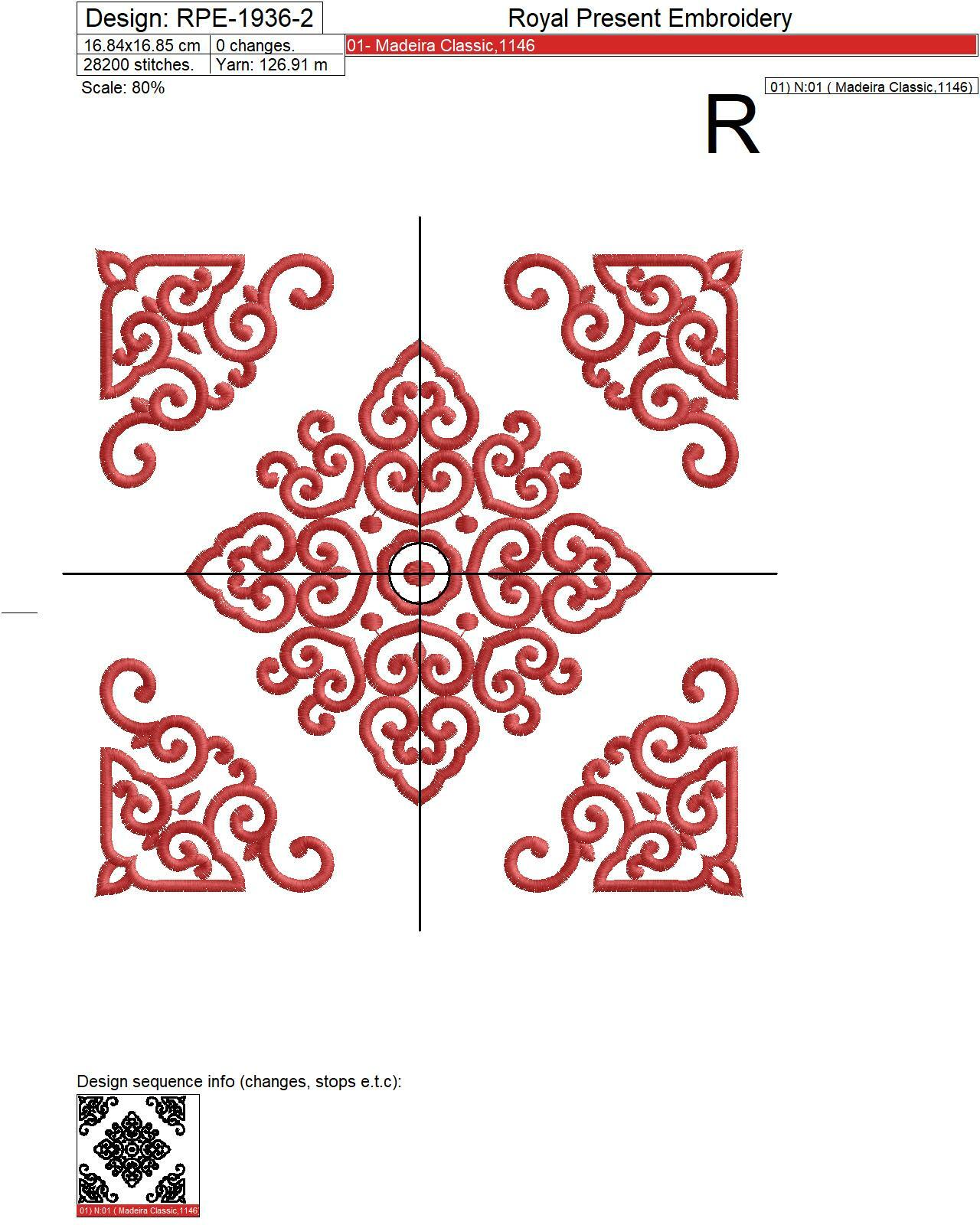 Chinese style patterns machine embroidery designs - 3 sizes