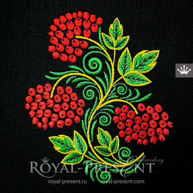 Russian Folk Rowan Khokhloma style Embroidery Design - 4 sizes