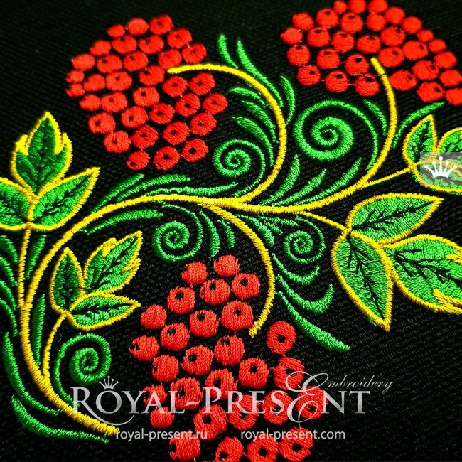 Russian Folk Rowan Khokhloma style Embroidery Design - 4 sizes