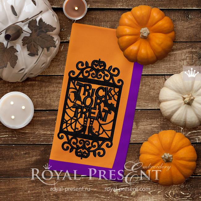 Trick or Treat Inscription Machine Embroidery Design - 4 sizes RPE-1947