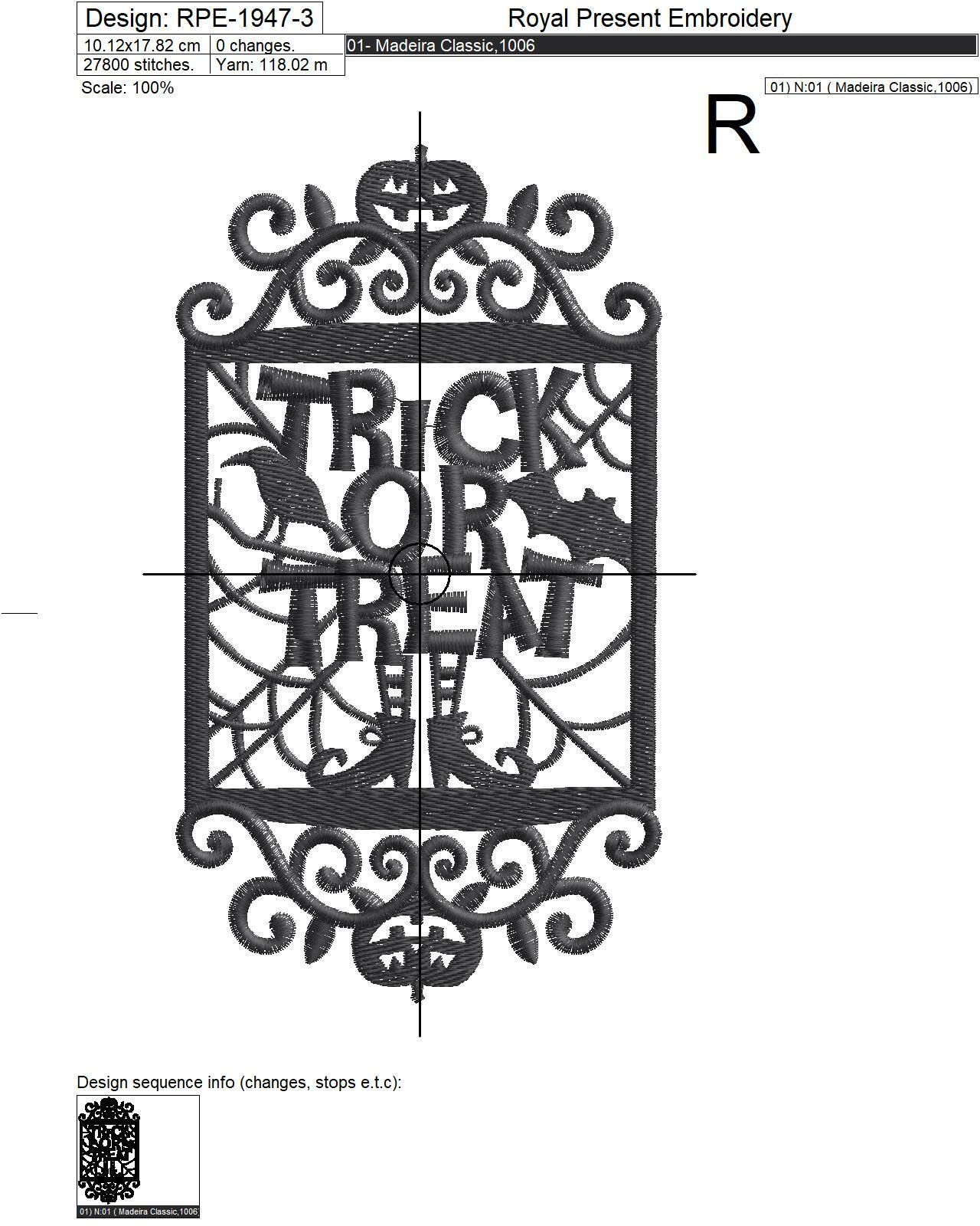 Trick or Treat Inscription Machine Embroidery Design - 4 sizes