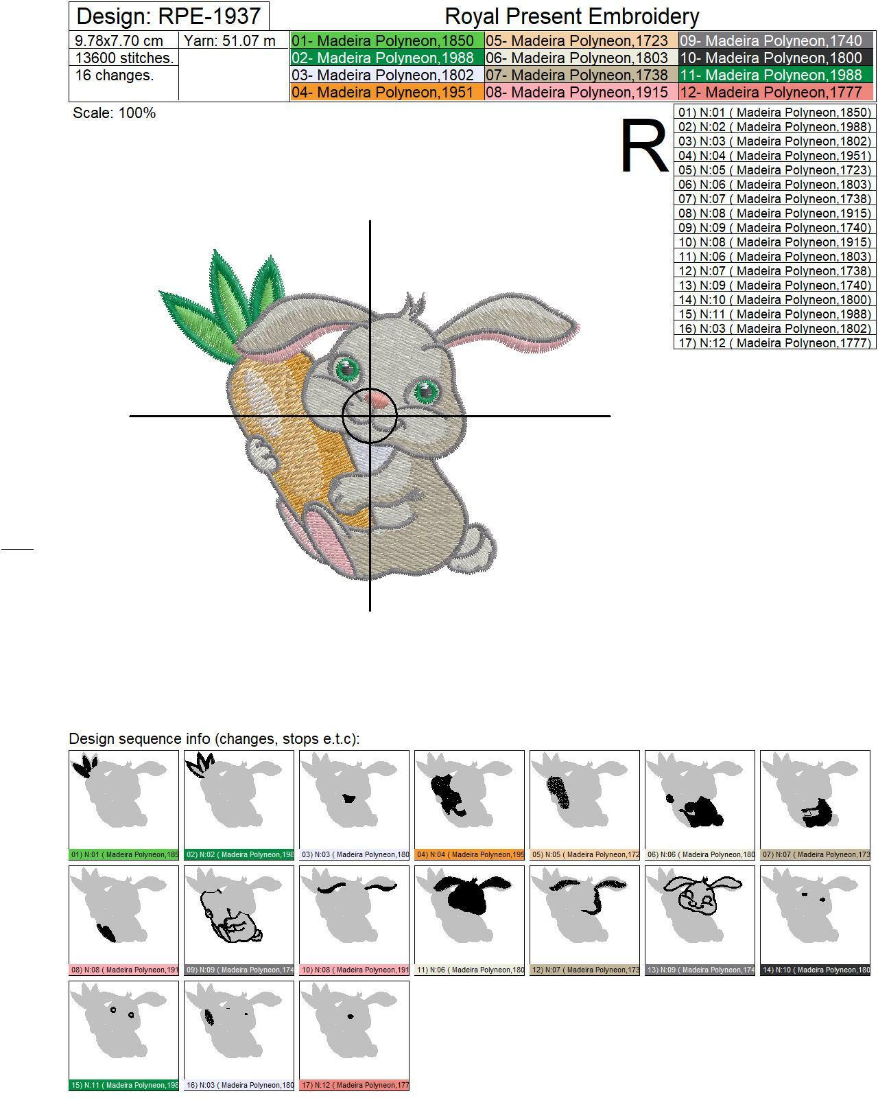 Free Bunny Machine Embroidery Design - 2 sizes