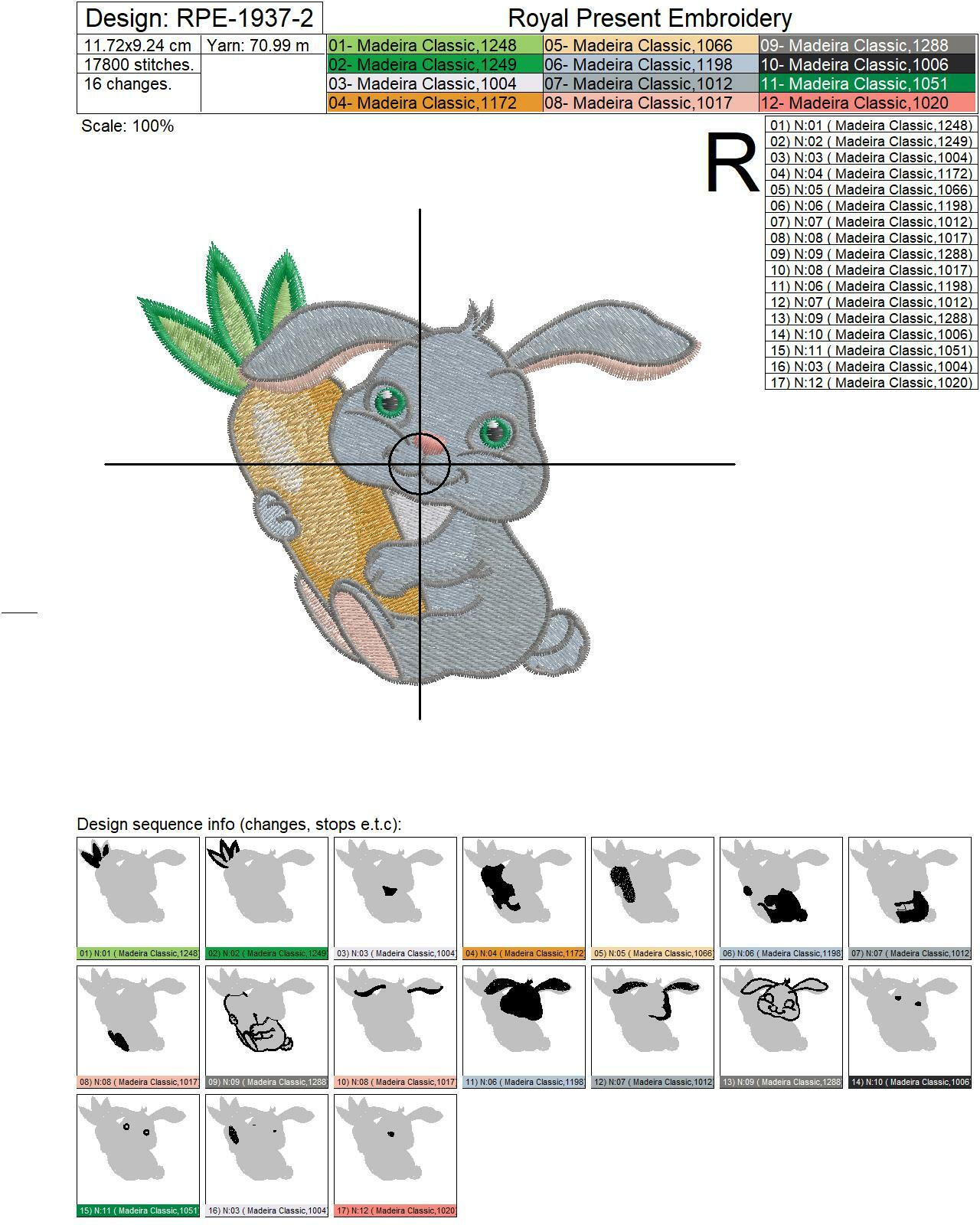 Free Bunny Machine Embroidery Design - 2 sizes
