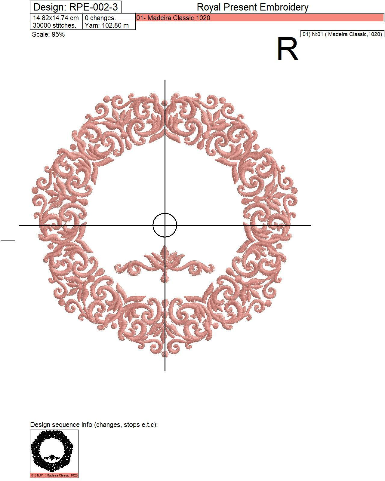 Machine Embroidery Design Decorative frame in Victorian style - 5 sizes