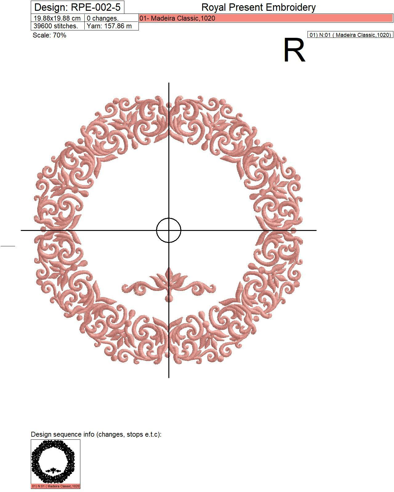 Machine Embroidery Design Decorative frame in Victorian style - 5 sizes