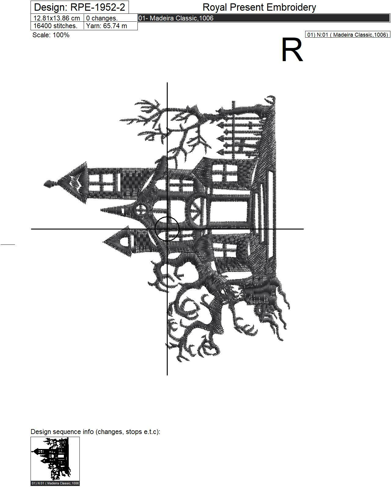 Halloween spooky manor mansion Machine Embroidery Design - 3 sizes