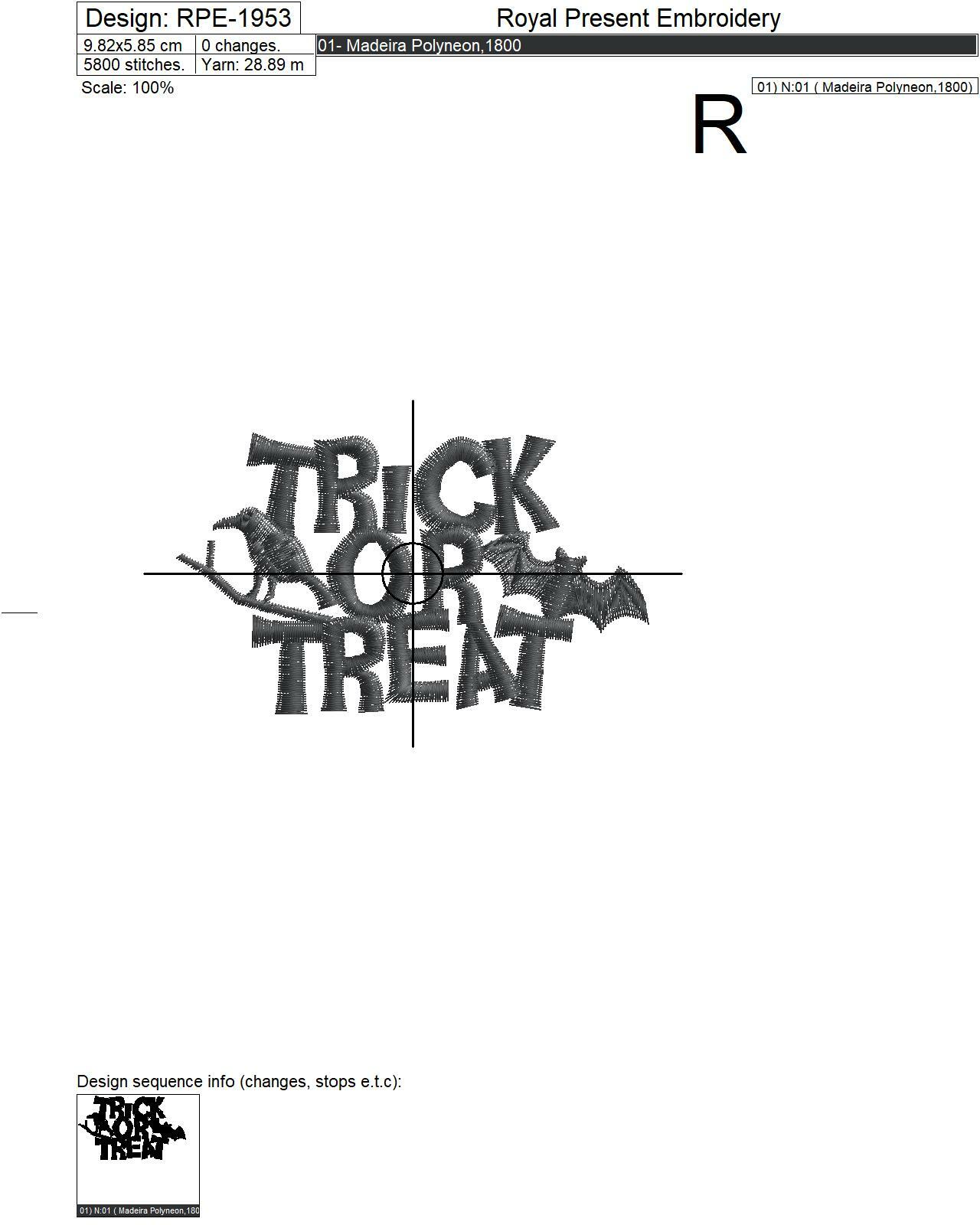Trick or Treat Inscription Free Machine Embroidery Design