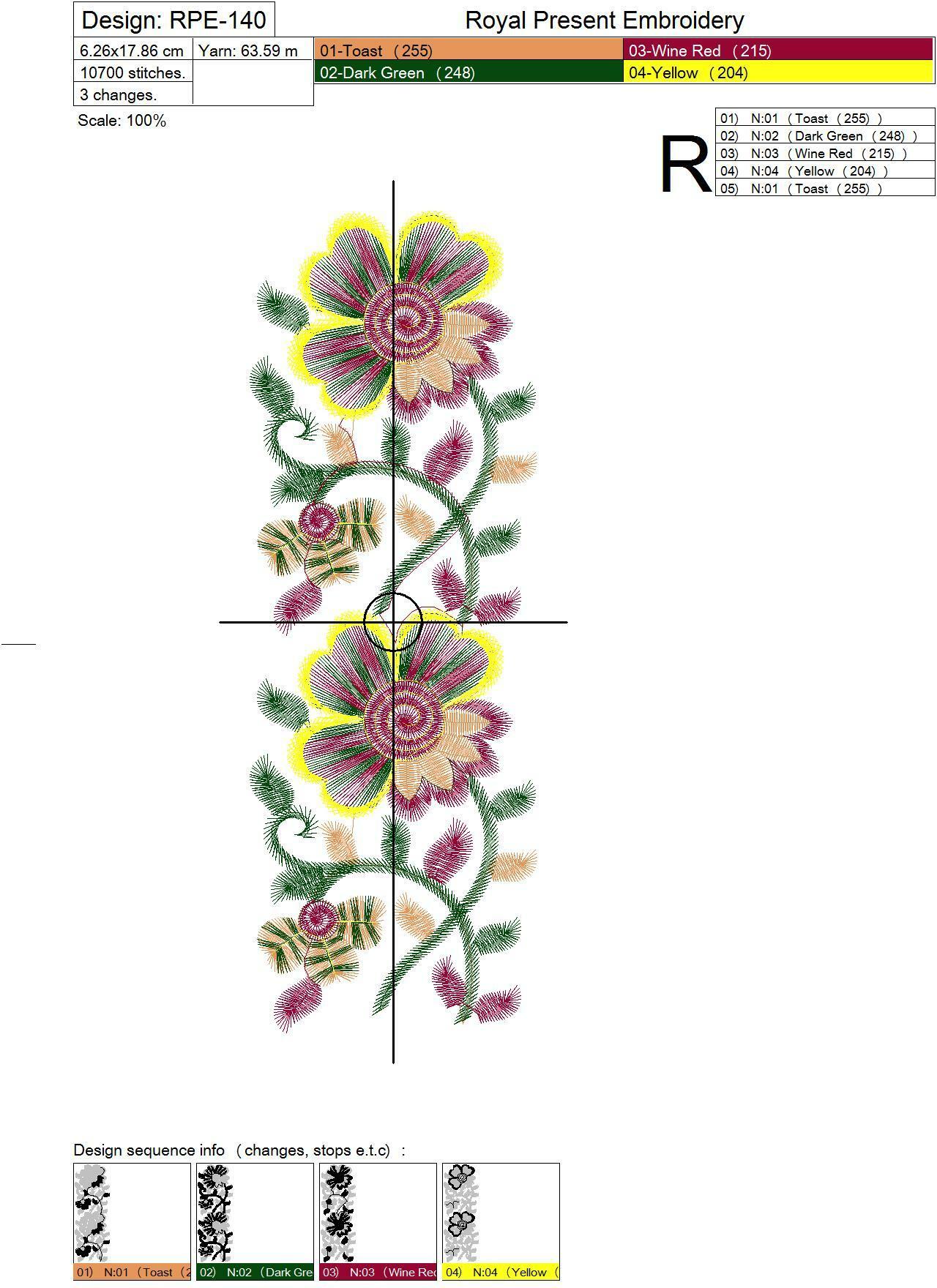 Machine Embroidery Design - Floral border