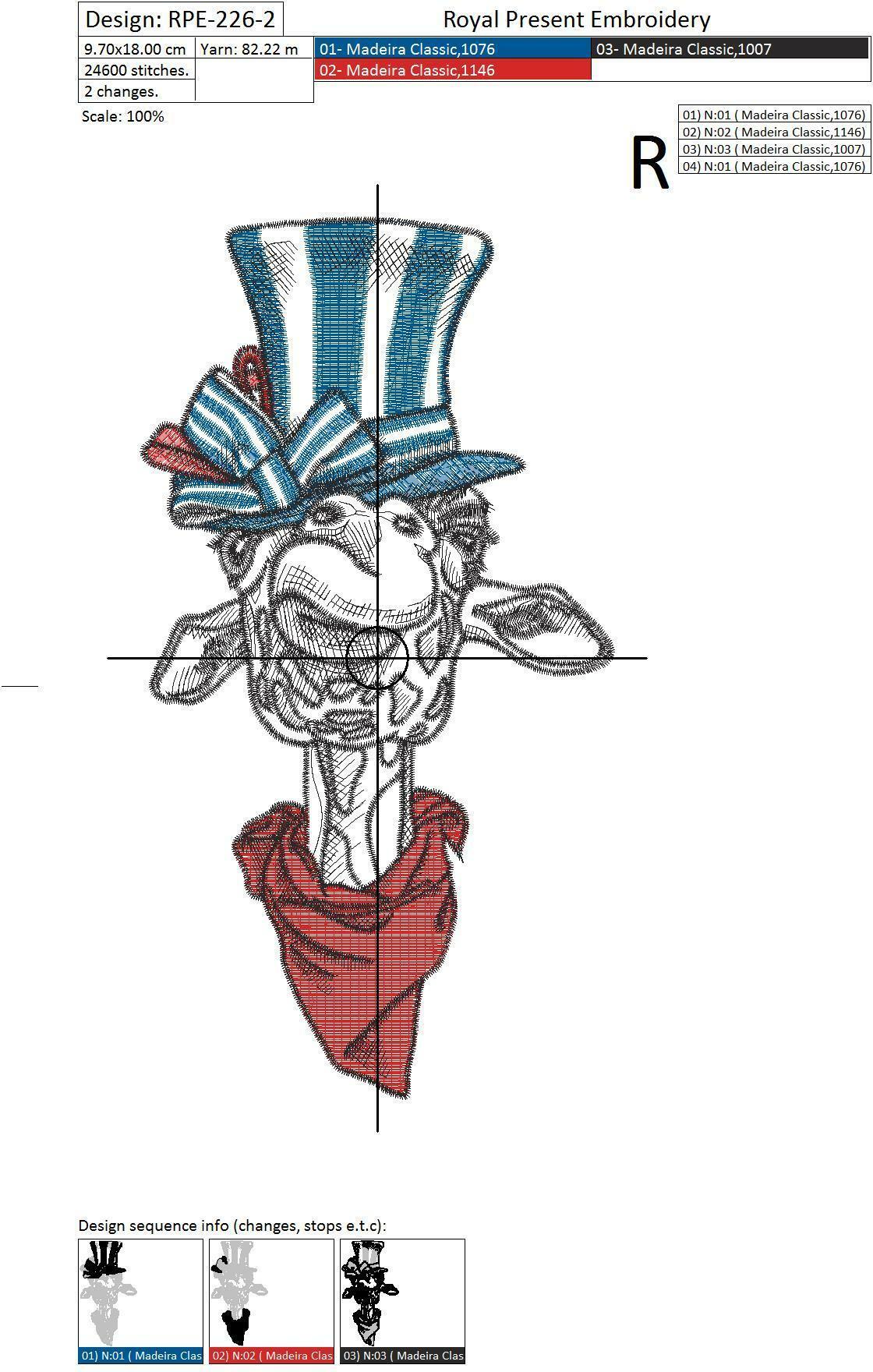 Machine Embroidery Design Giraffe portrait in a steam-punk hat with cravat