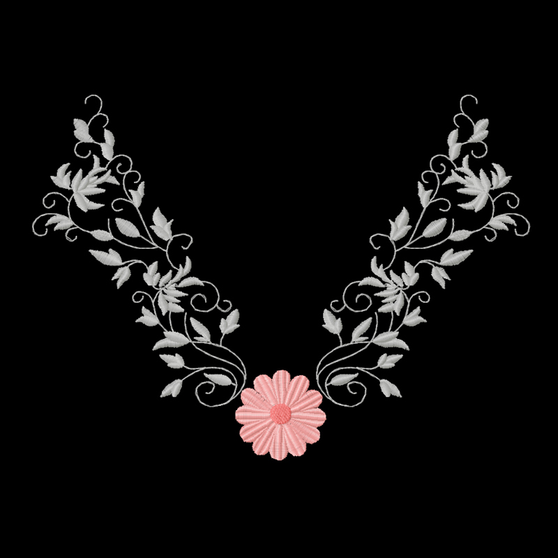 Machine Embroidery Design Grey Neckline