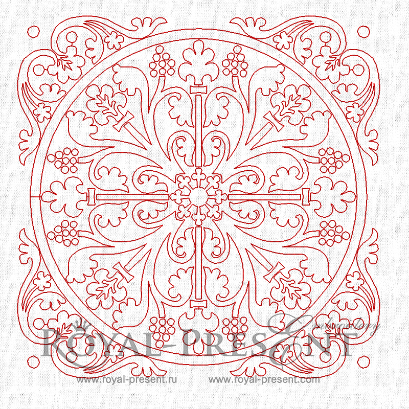 Machine Embroidery Design - Marquetry ornamental pattern (3 in 1)