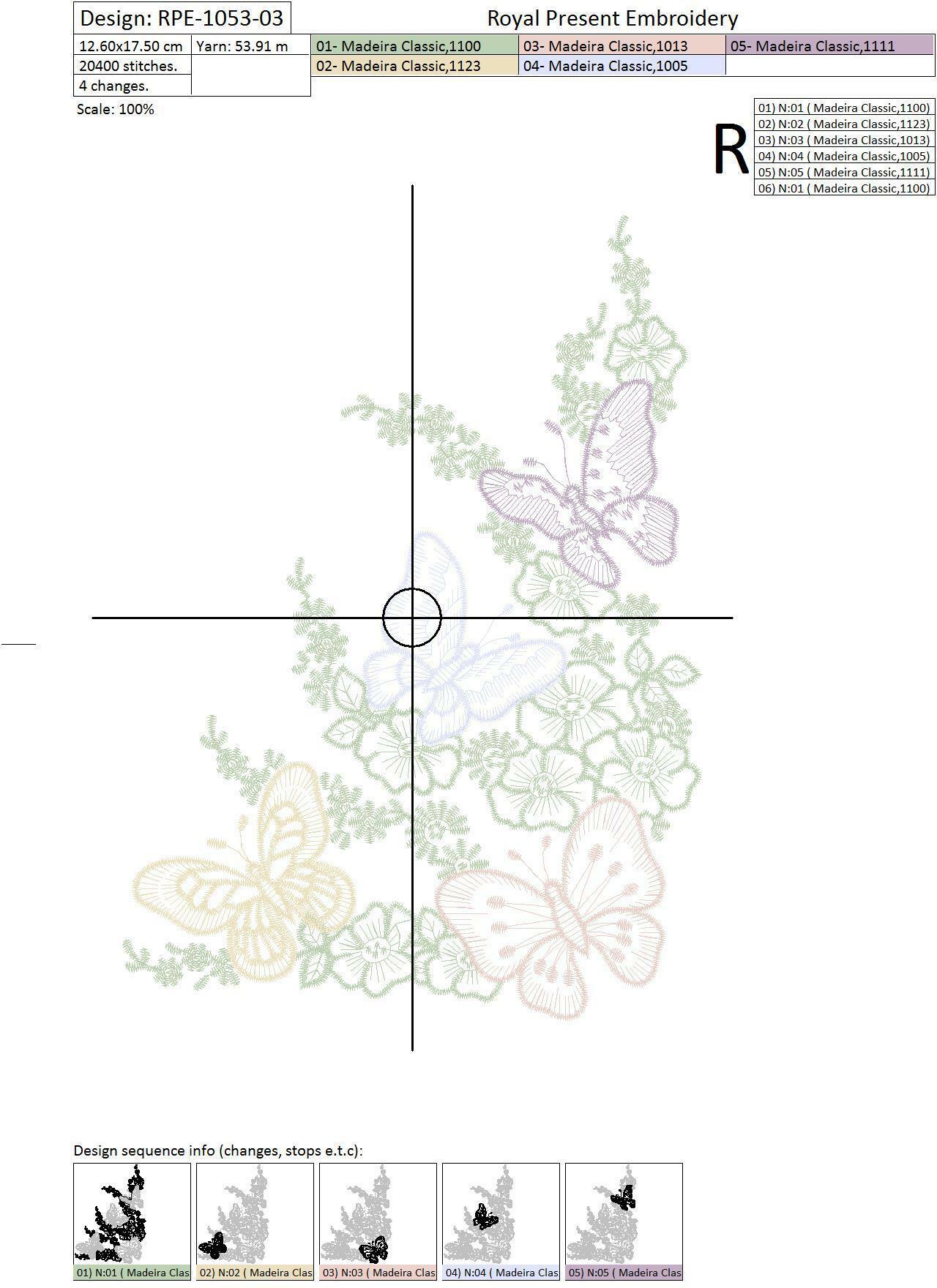 Machine Embroidery Design Multicolored butterflies - 3 sizes