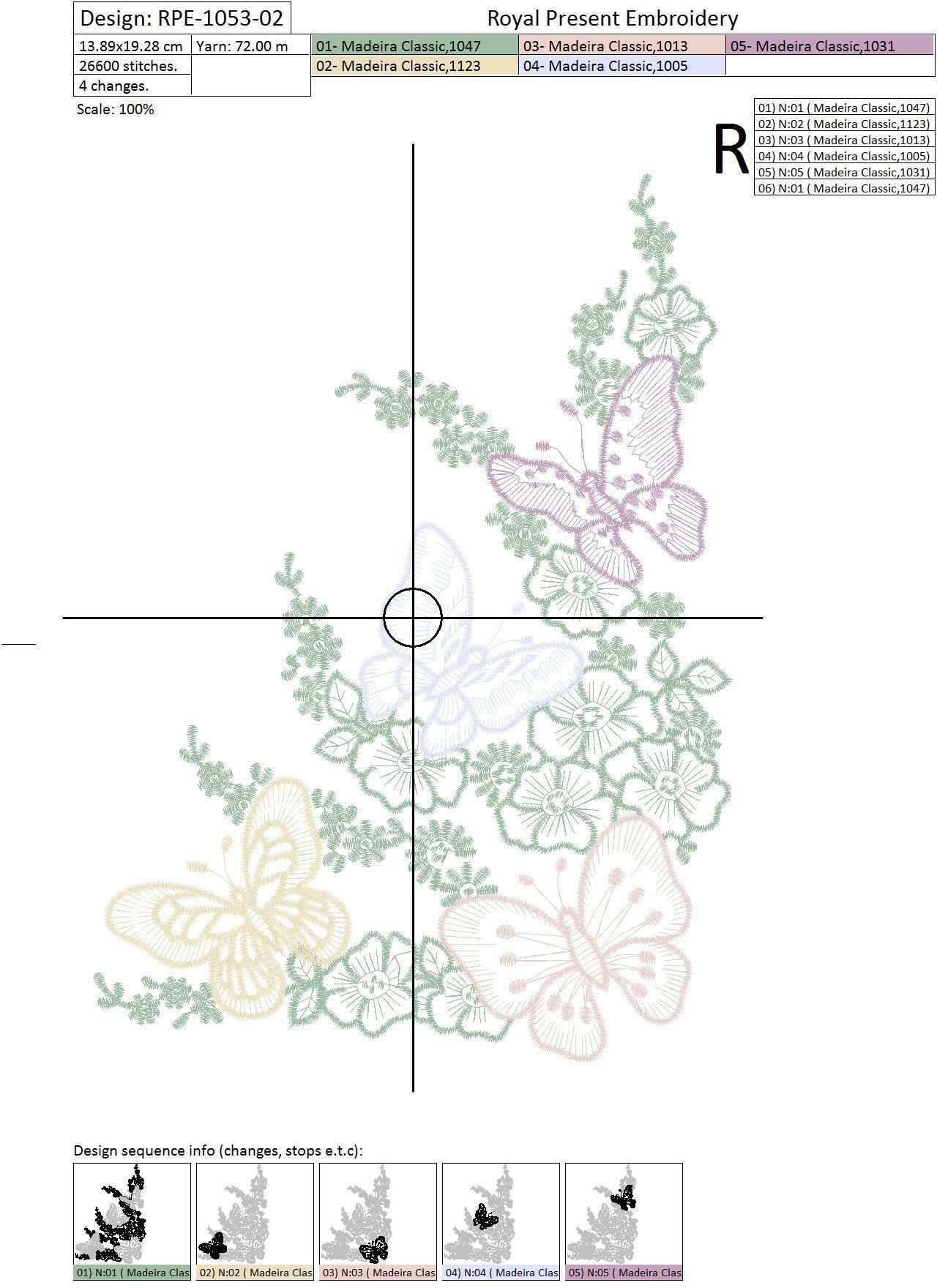 Machine Embroidery Design Multicolored butterflies - 3 sizes