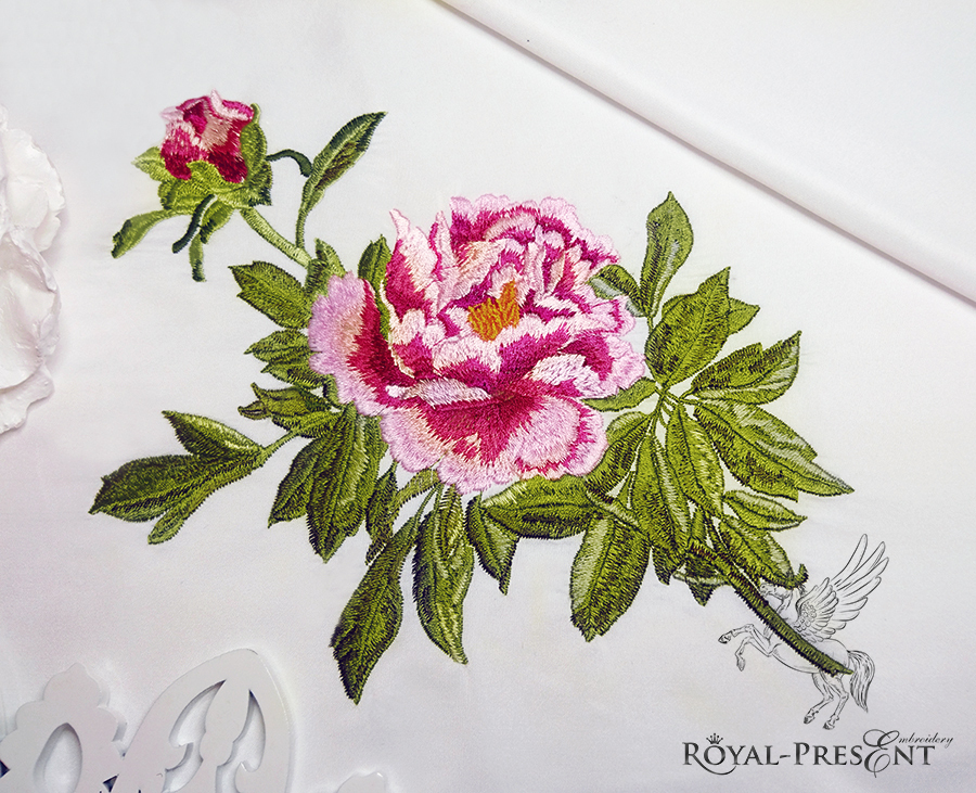 Machine Embroidery Design Peony