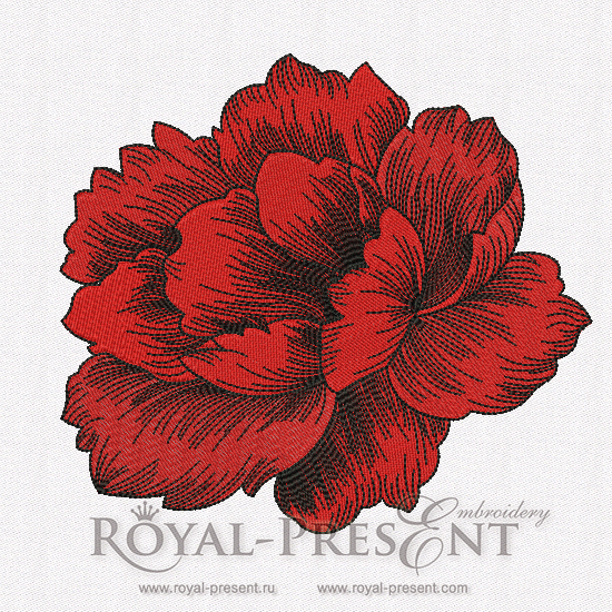 Peony Digital Machine Embroidery Design